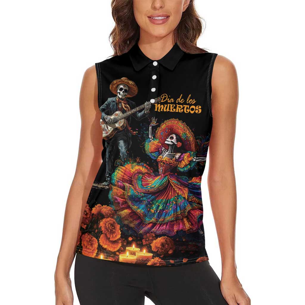 Mexico Dia de los Muertos Women Sleeveless Polo Shirt La Calavera Catrina - Wonder Print Shop