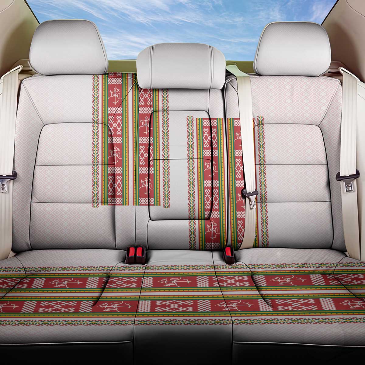 Lithuania Folk Pattern Vytis Motif Back Car Seat Cover
