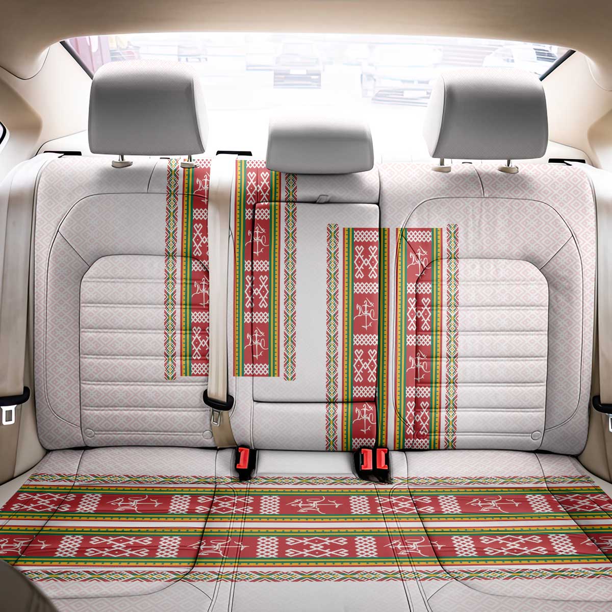 Lithuania Folk Pattern Vytis Motif Back Car Seat Cover