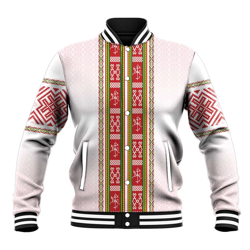 Lithuania Folk Pattern Vytis Motif Baseball Jacket
