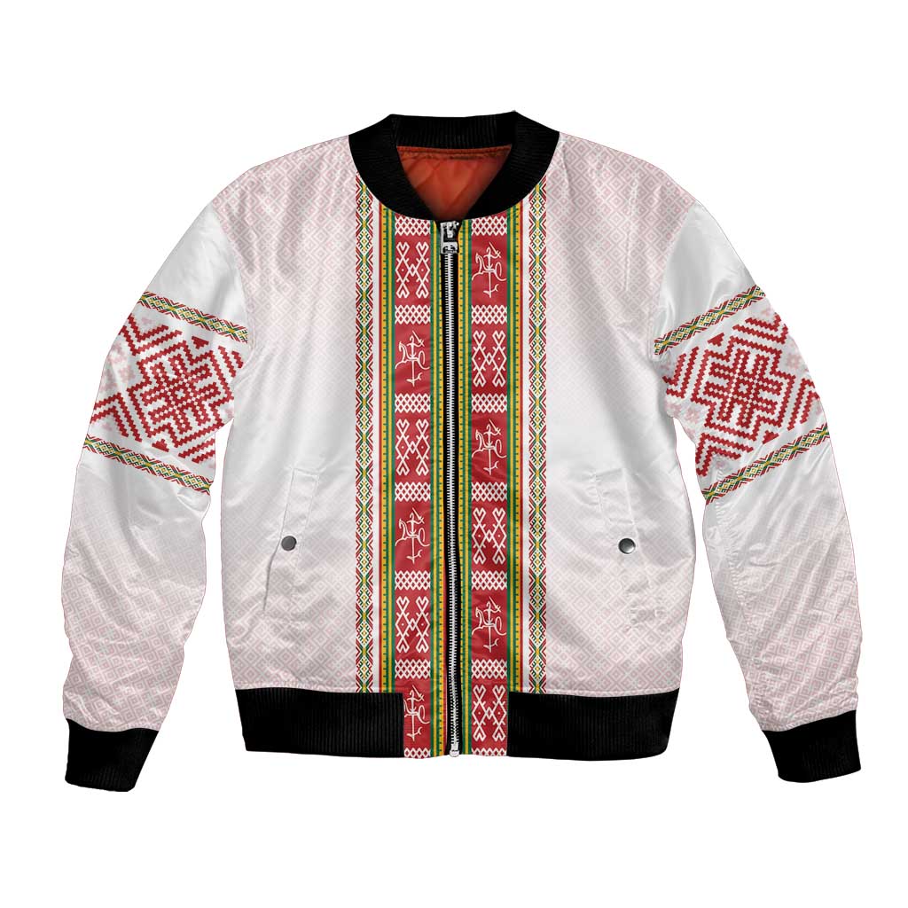 Lithuania Folk Pattern Vytis Motif Bomber Jacket