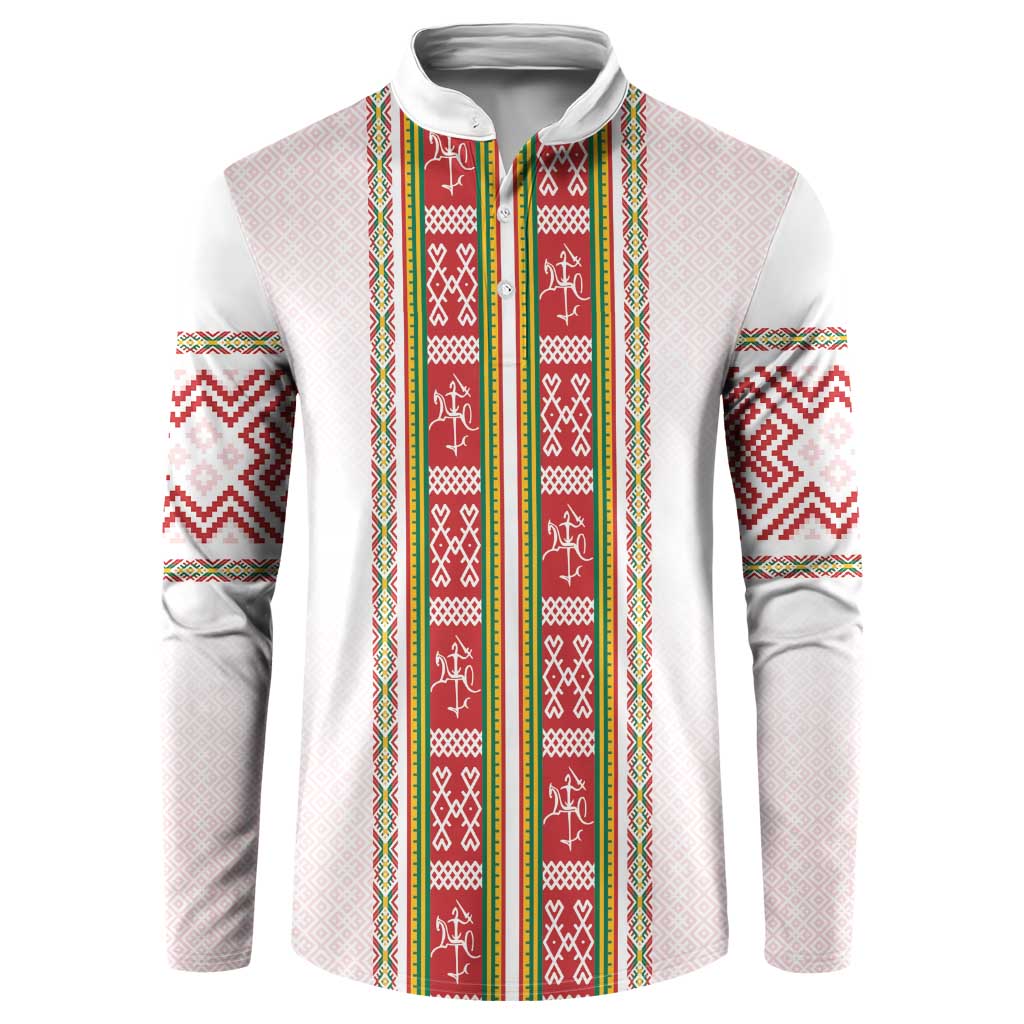 Lithuania Folk Pattern Vytis Motif Button Sweatshirt