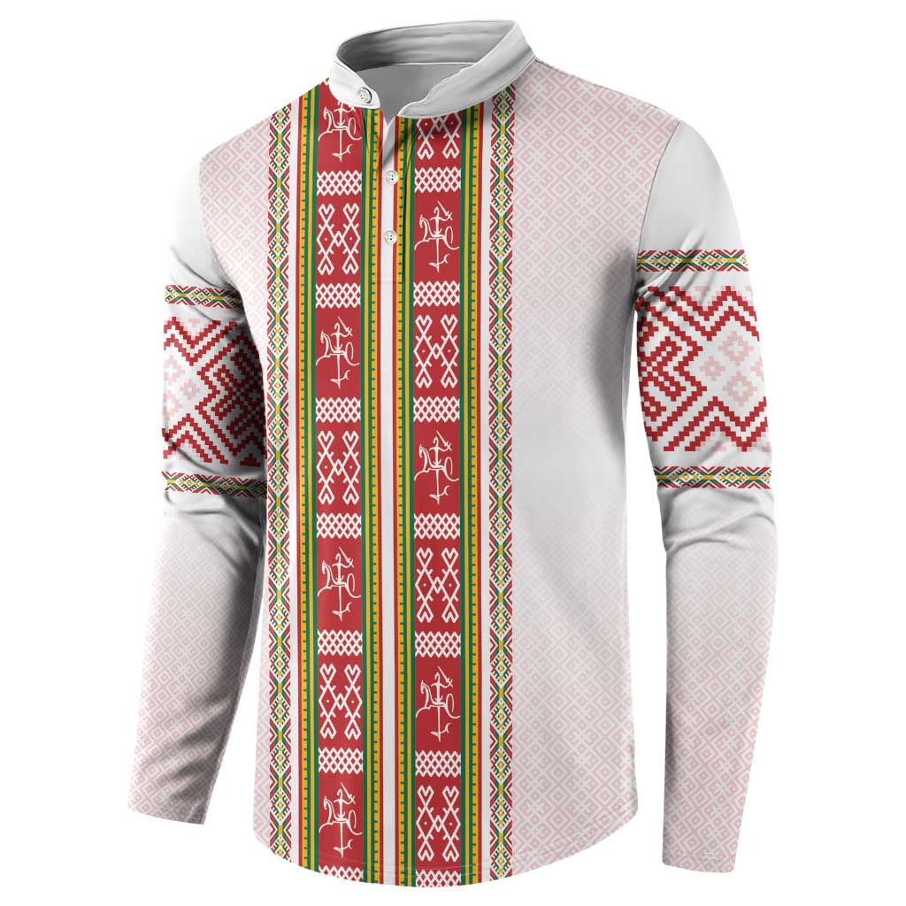 Lithuania Folk Pattern Vytis Motif Button Sweatshirt