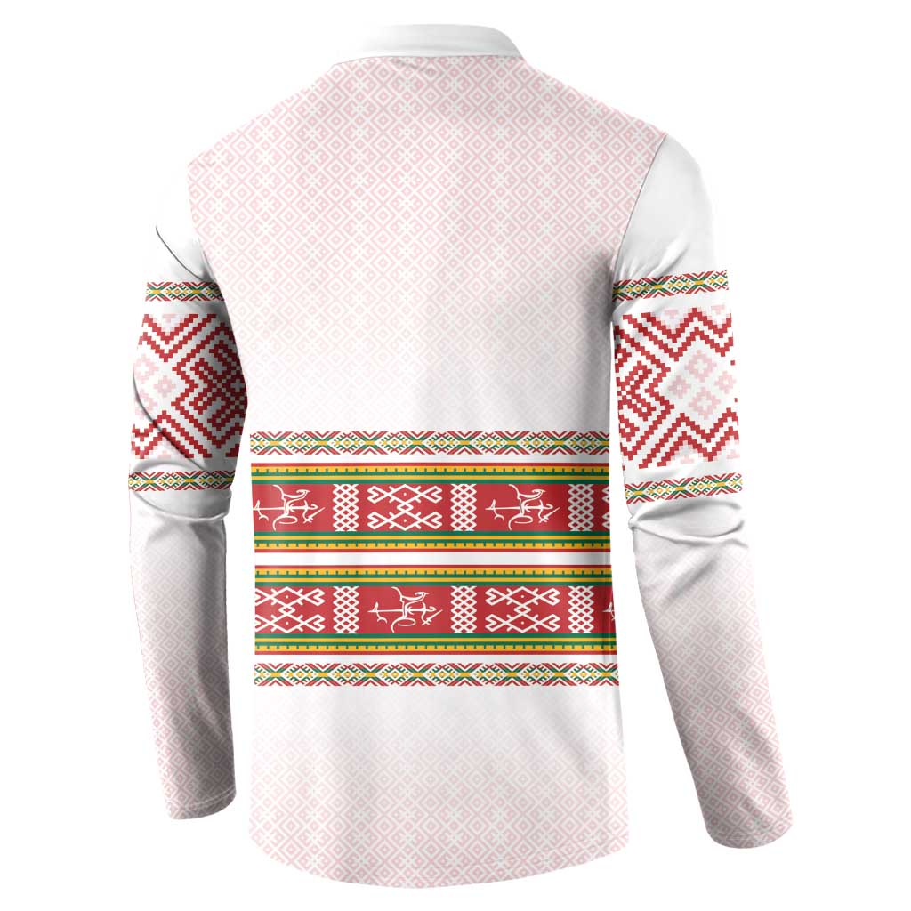 Lithuania Folk Pattern Vytis Motif Button Sweatshirt