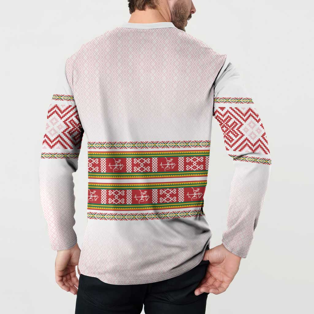 Lithuania Folk Pattern Vytis Motif Button Sweatshirt