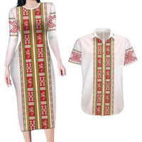 Lithuania Folk Pattern Vytis Motif Couples Matching Long Sleeve Bodycon Dress and Hawaiian Shirt