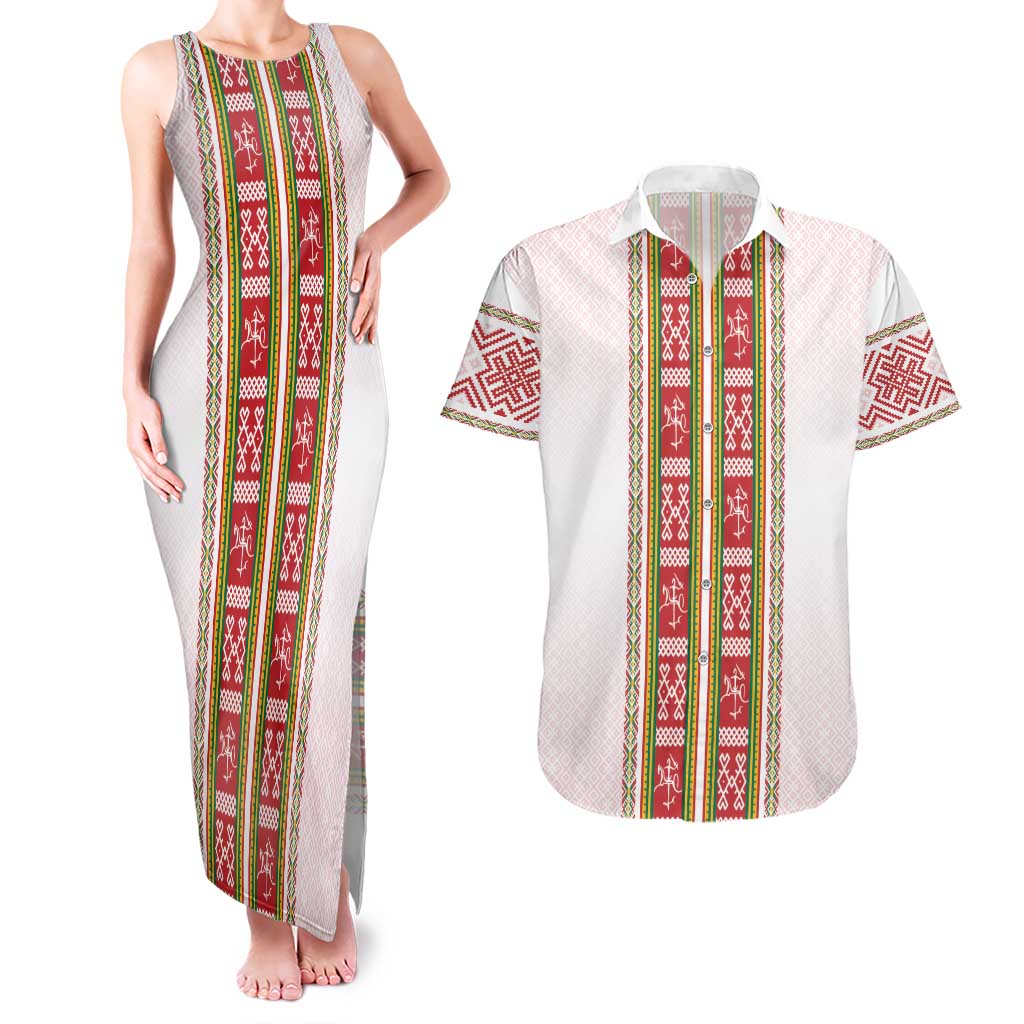 Lithuania Folk Pattern Vytis Motif Couples Matching Tank Maxi Dress and Hawaiian Shirt