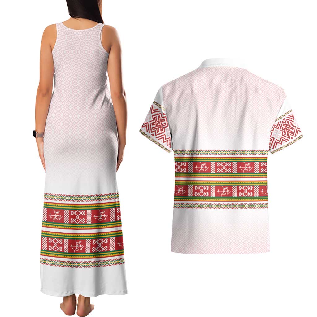 Lithuania Folk Pattern Vytis Motif Couples Matching Tank Maxi Dress and Hawaiian Shirt