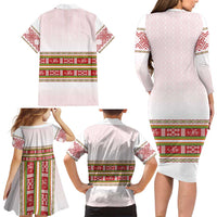 Lithuania Folk Pattern Vytis Motif Family Matching Long Sleeve Bodycon Dress and Hawaiian Shirt