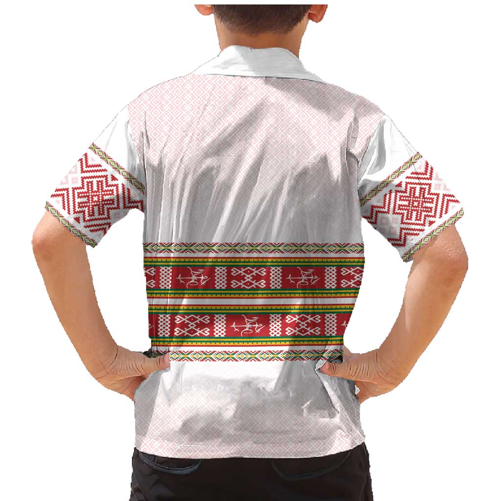 Lithuania Folk Pattern Vytis Motif Family Matching Mermaid Dress and Hawaiian Shirt