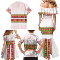 Lithuania Folk Pattern Vytis Motif Family Matching Mermaid Dress and Hawaiian Shirt