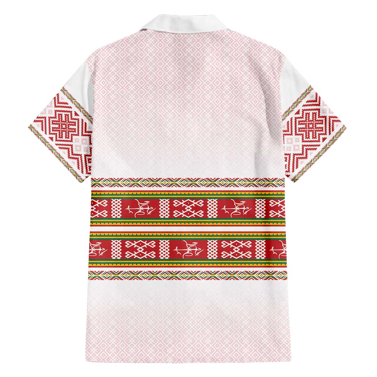 Lithuania Folk Pattern Vytis Motif Family Matching Off The Shoulder Long Sleeve Dress and Hawaiian Shirt