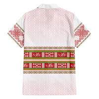 Lithuania Folk Pattern Vytis Motif Family Matching Off The Shoulder Long Sleeve Dress and Hawaiian Shirt