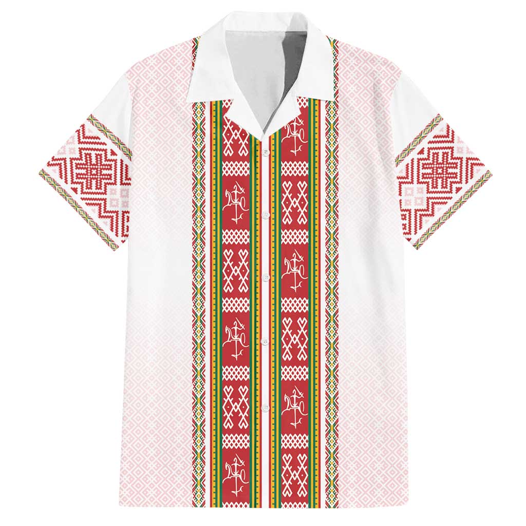 Lithuania Folk Pattern Vytis Motif Family Matching Puletasi and Hawaiian Shirt