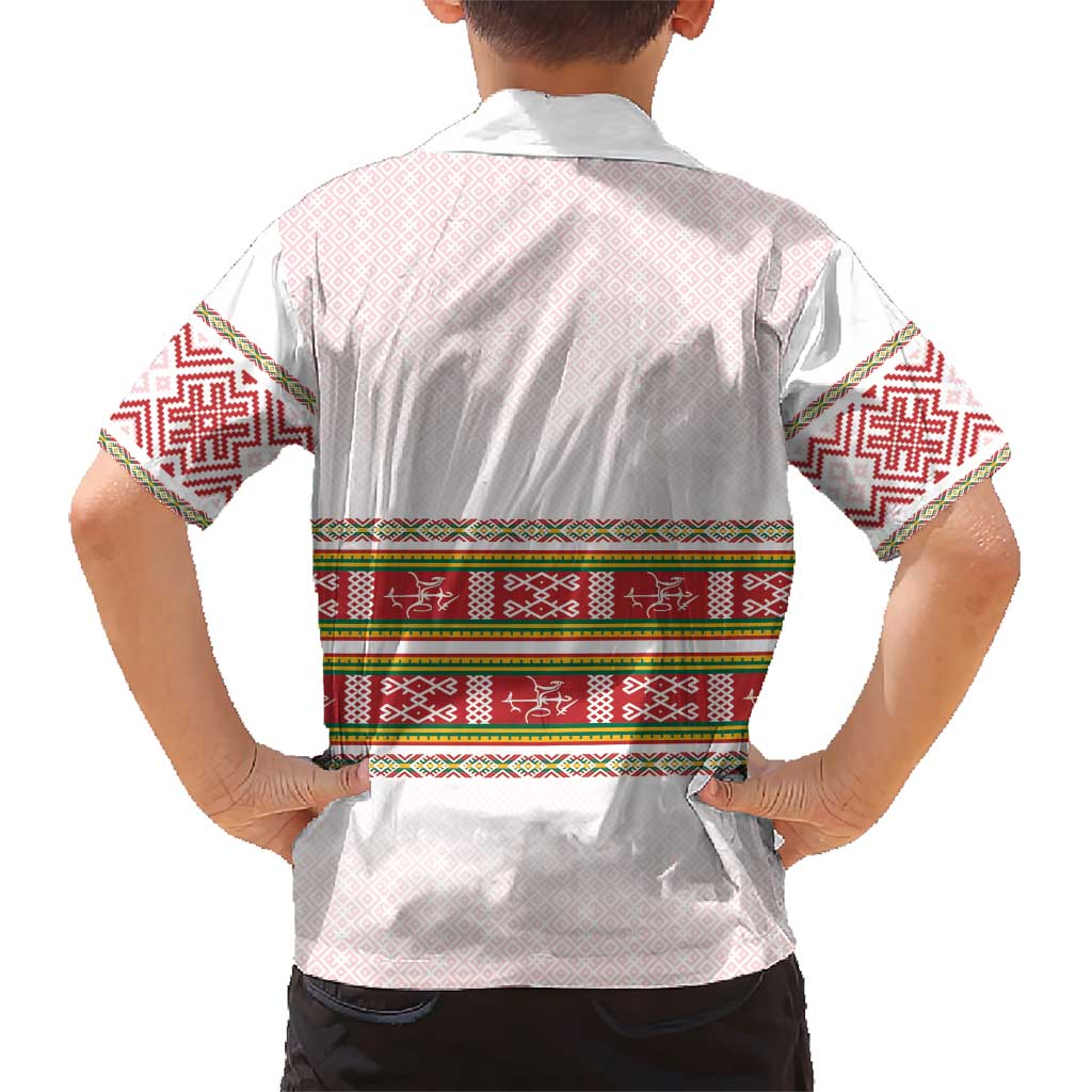 Lithuania Folk Pattern Vytis Motif Family Matching Short Sleeve Bodycon Dress and Hawaiian Shirt