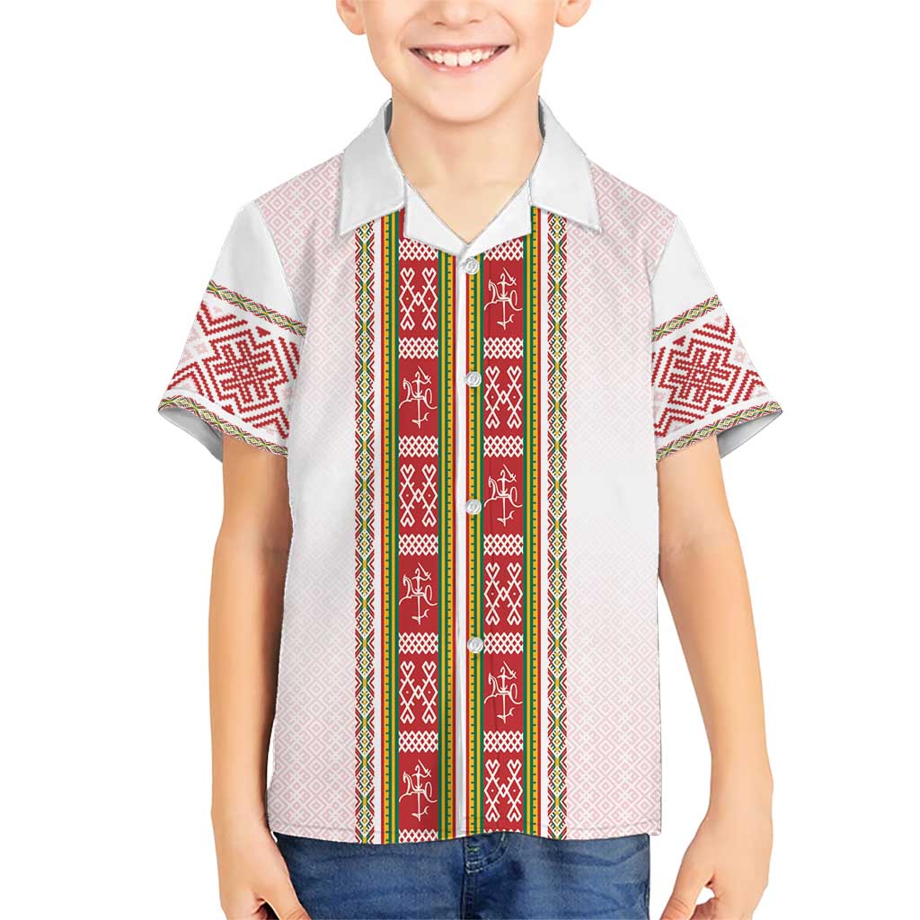 Lithuania Folk Pattern Vytis Motif Family Matching Short Sleeve Bodycon Dress and Hawaiian Shirt