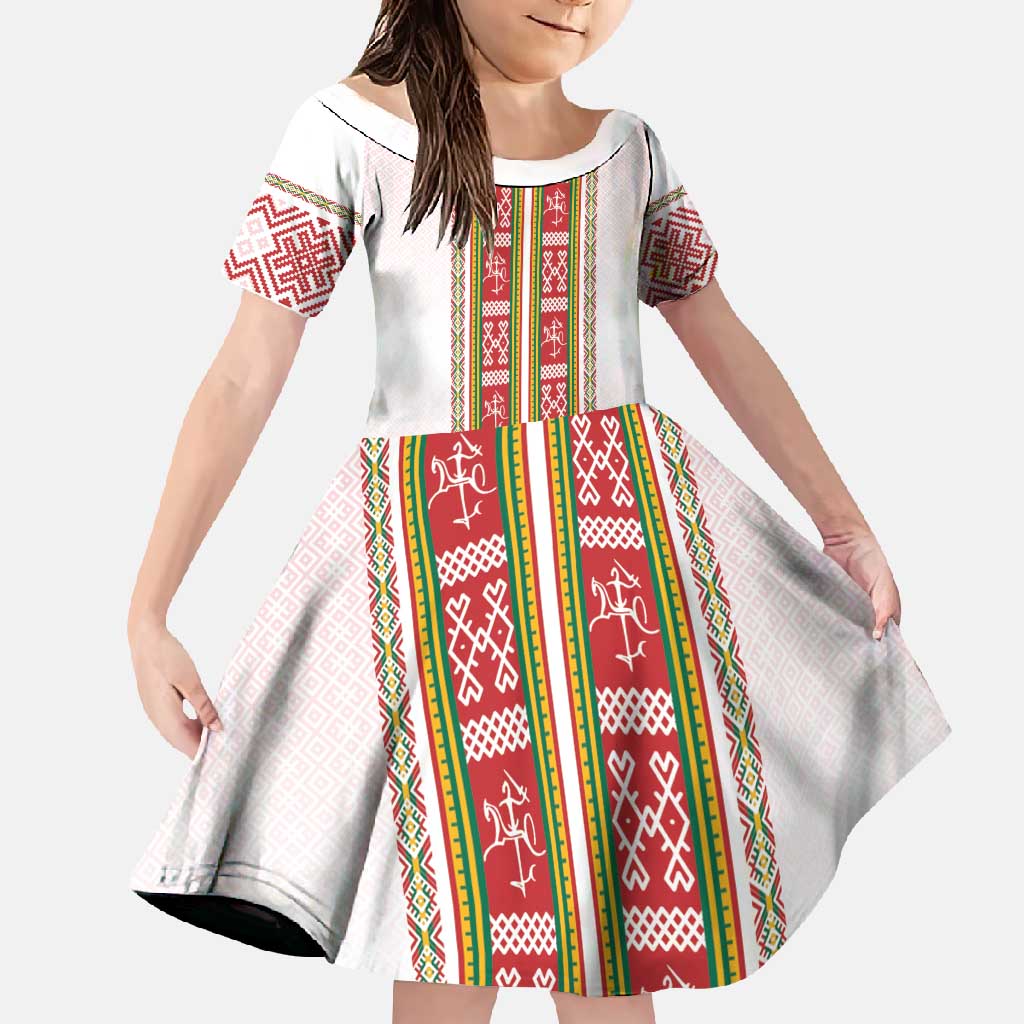Lithuania Folk Pattern Vytis Motif Family Matching Tank Maxi Dress and Hawaiian Shirt