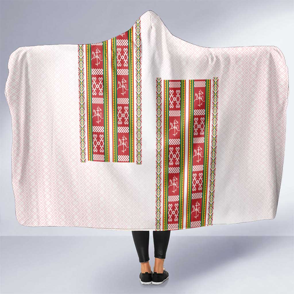 Lithuania Folk Pattern Vytis Motif Hooded Blanket
