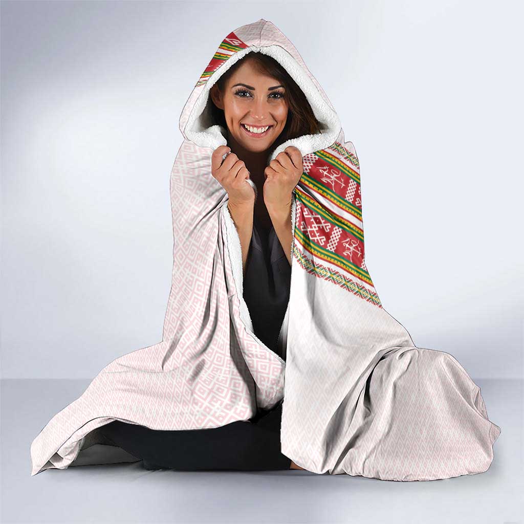 Lithuania Folk Pattern Vytis Motif Hooded Blanket