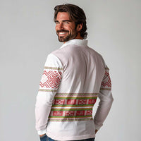 Lithuania Folk Pattern Vytis Motif Long Sleeve Polo Shirt