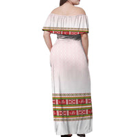Lithuania Folk Pattern Vytis Motif Off Shoulder Maxi Dress