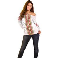 Lithuania Folk Pattern Vytis Motif Off Shoulder Sweater