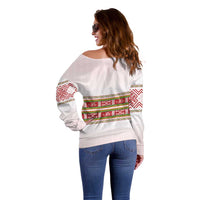 Lithuania Folk Pattern Vytis Motif Off Shoulder Sweater