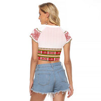 Lithuania Folk Pattern Vytis Motif Raglan Cropped T Shirt