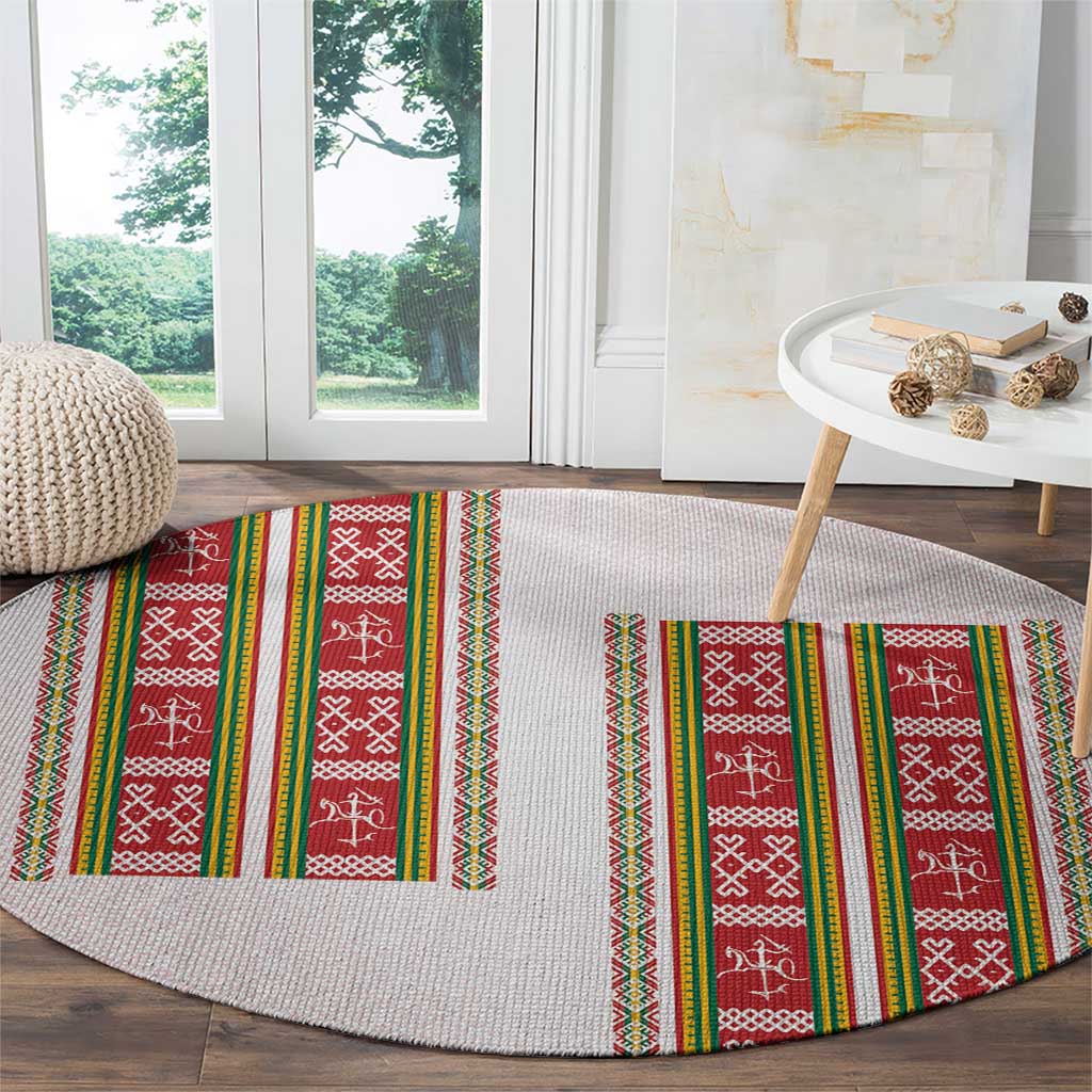 Lithuania Folk Pattern Vytis Motif Round Carpet