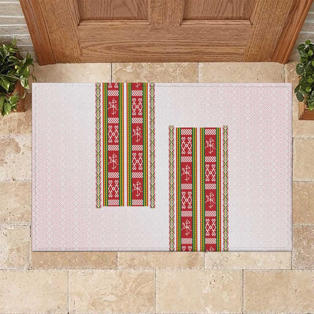 Lithuania Folk Pattern Vytis Motif Rubber Doormat
