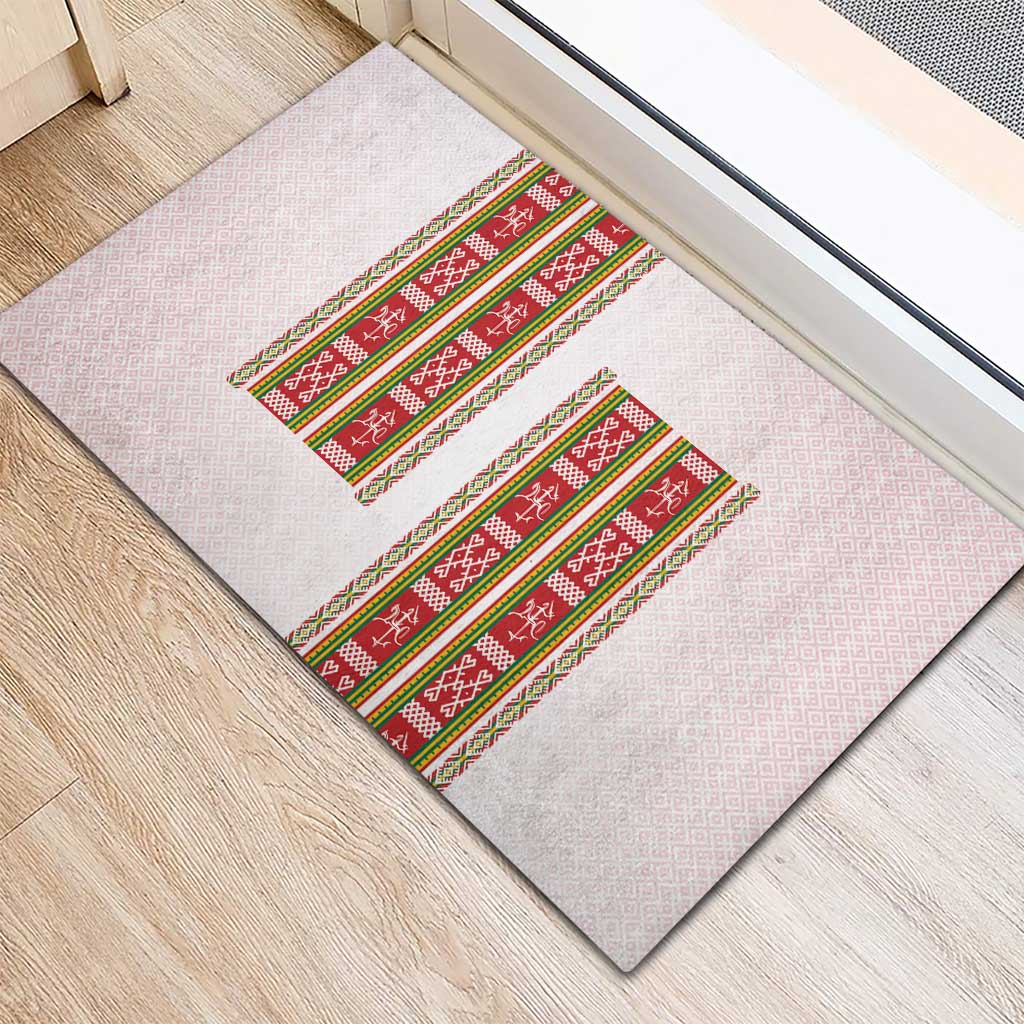 Lithuania Folk Pattern Vytis Motif Rubber Doormat