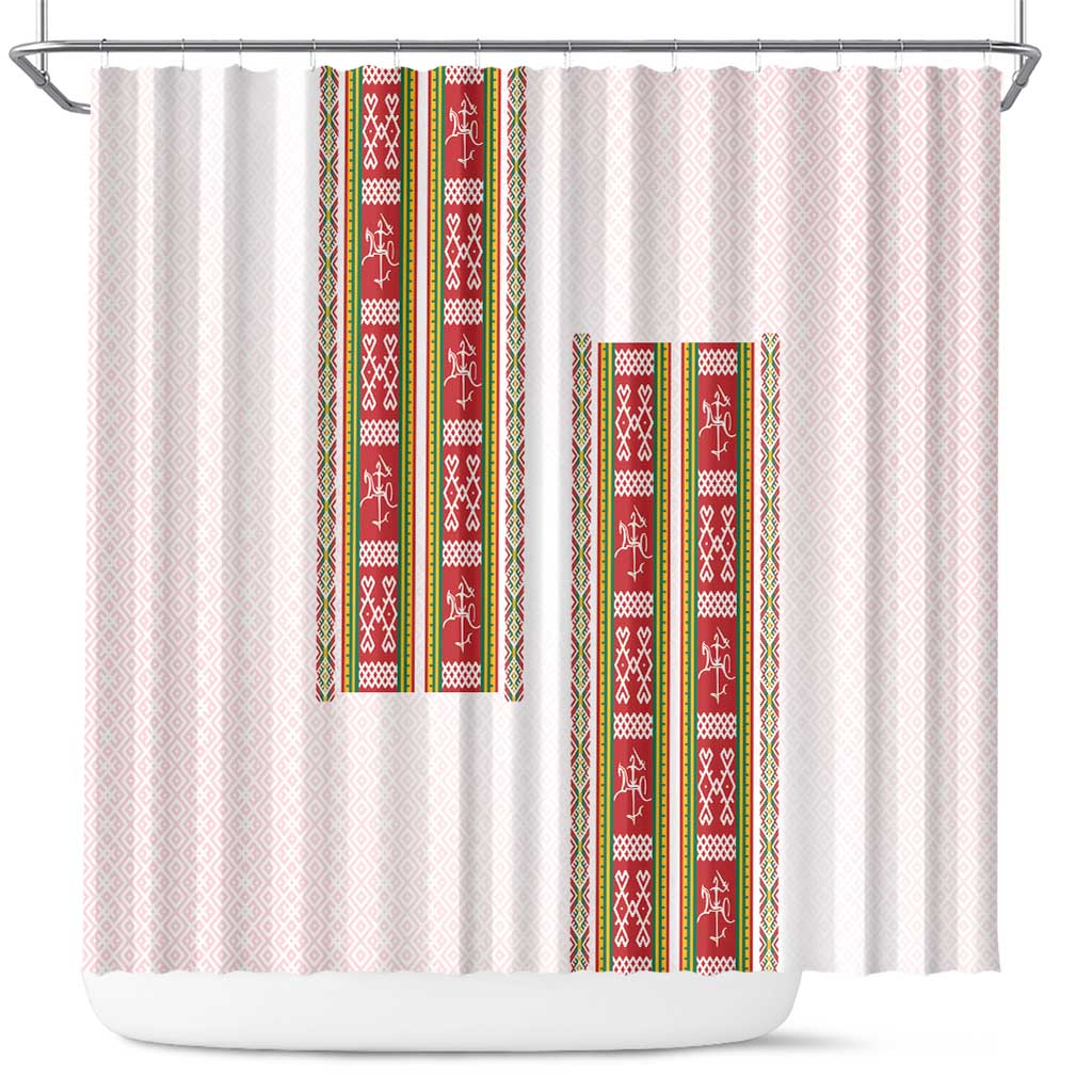 Lithuania Folk Pattern Vytis Motif Shower Curtain