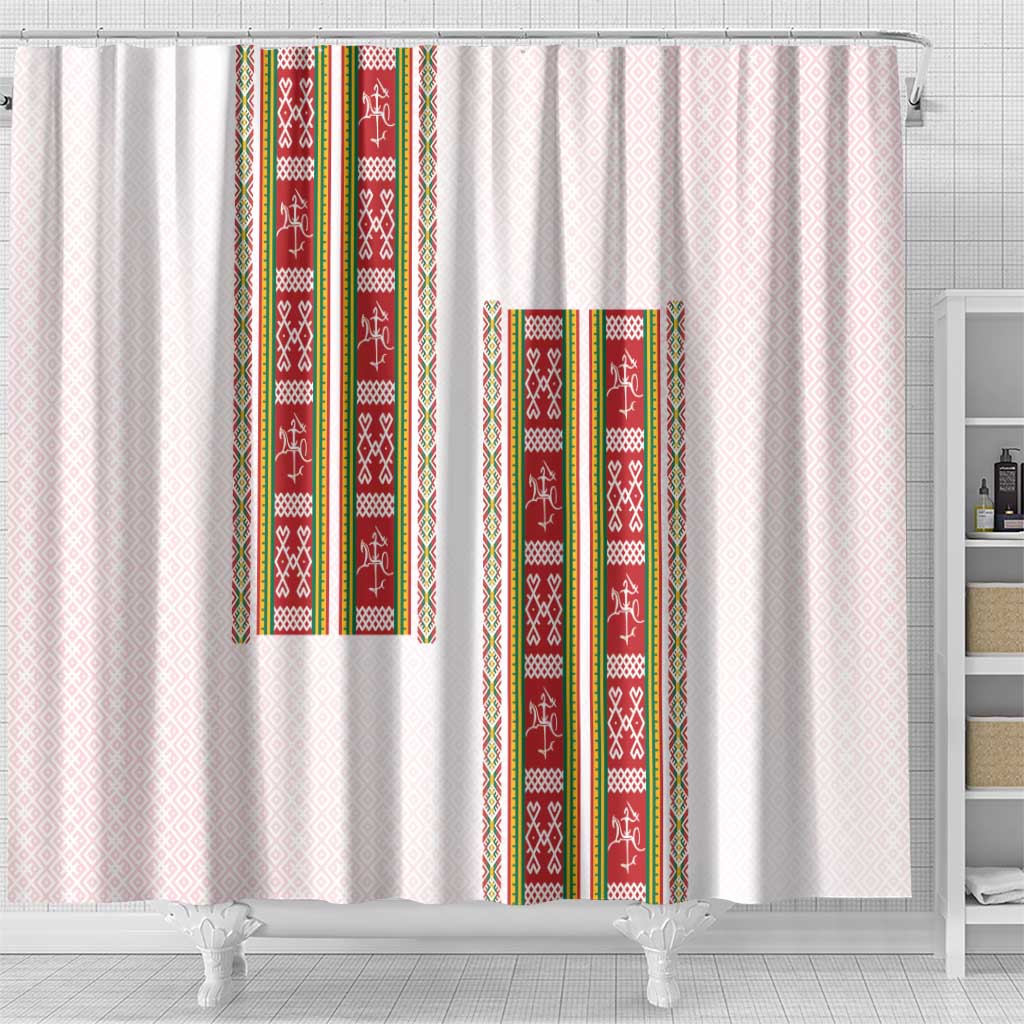 Lithuania Folk Pattern Vytis Motif Shower Curtain