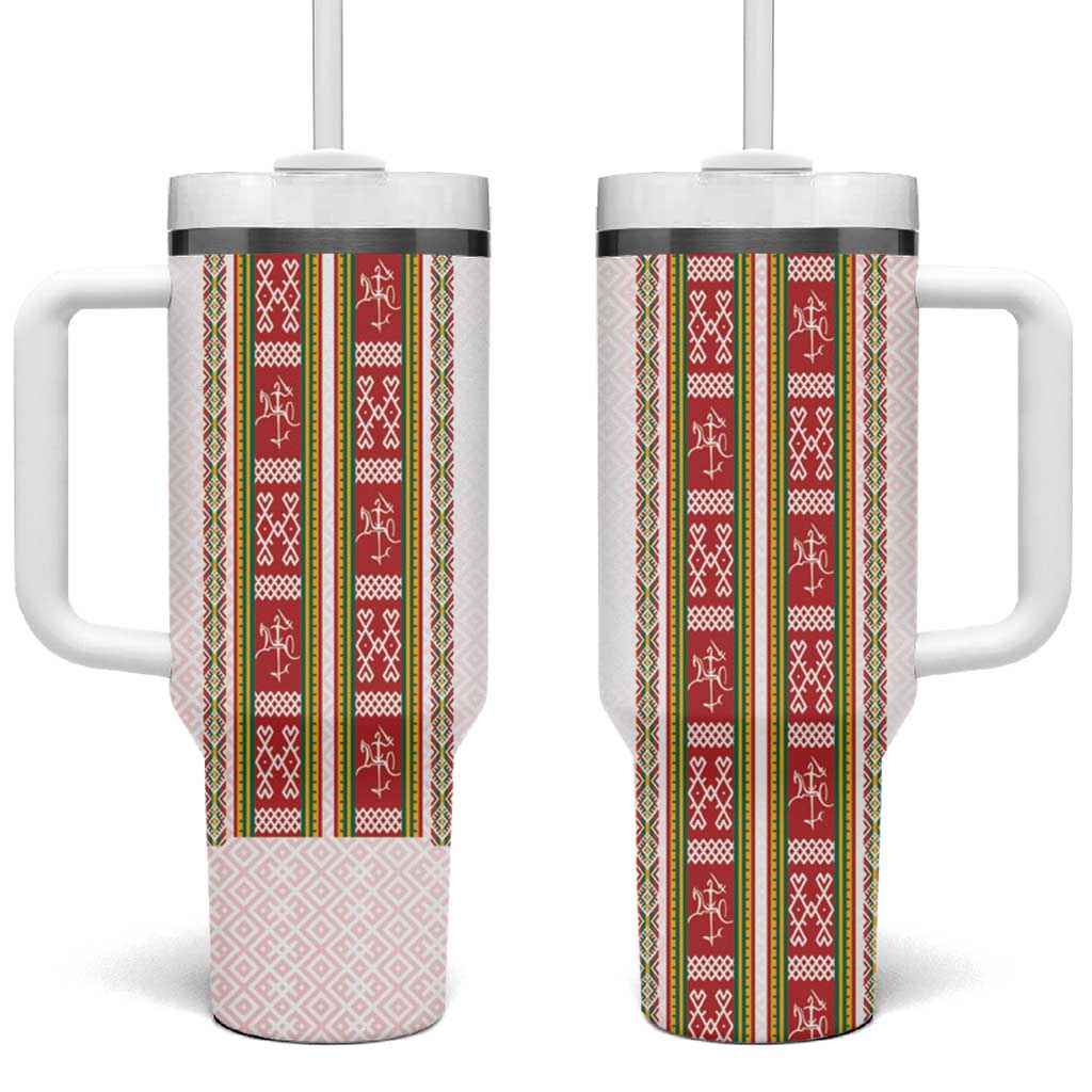 Lithuania Folk Pattern Vytis Motif Tumbler With Handle