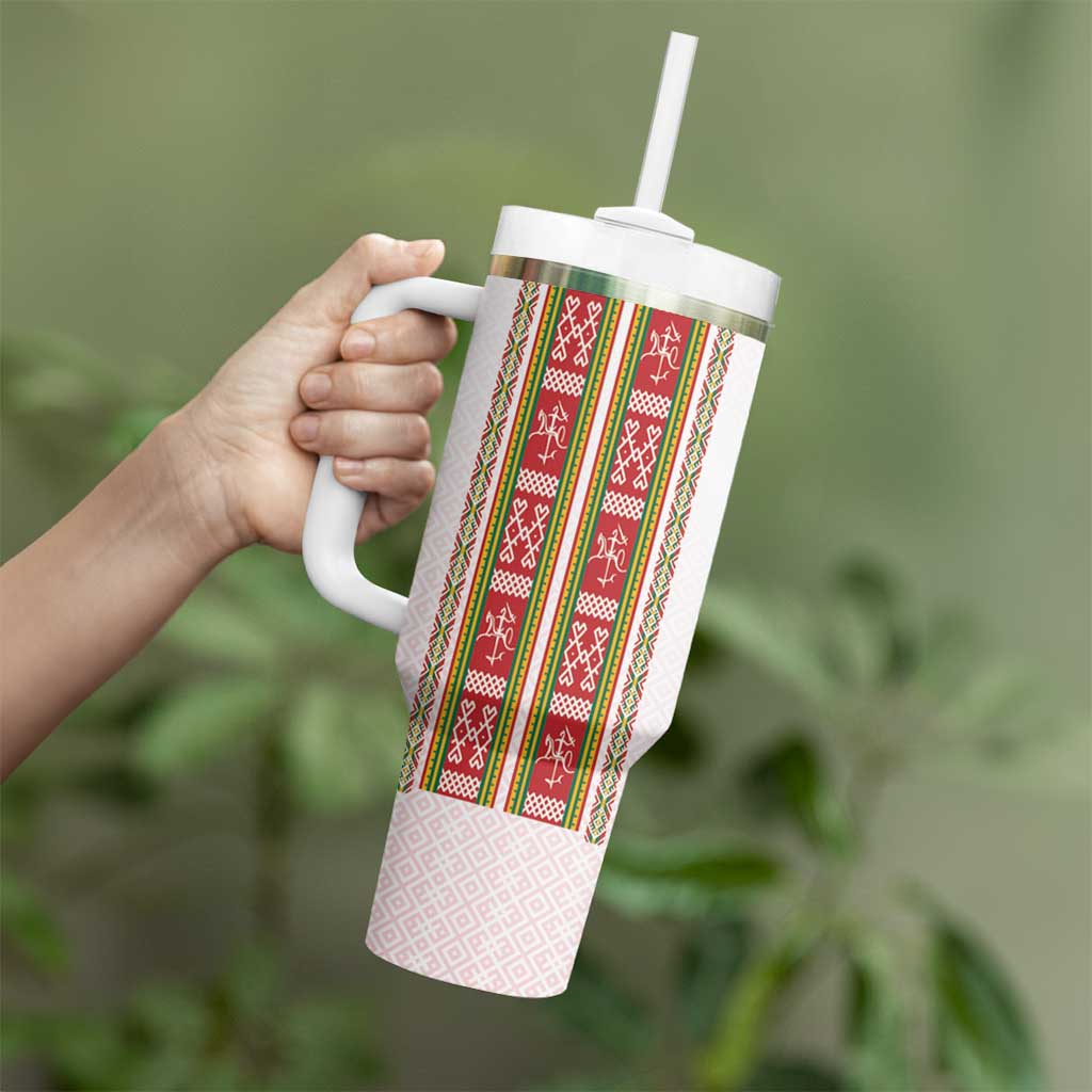 Lithuania Folk Pattern Vytis Motif Tumbler With Handle