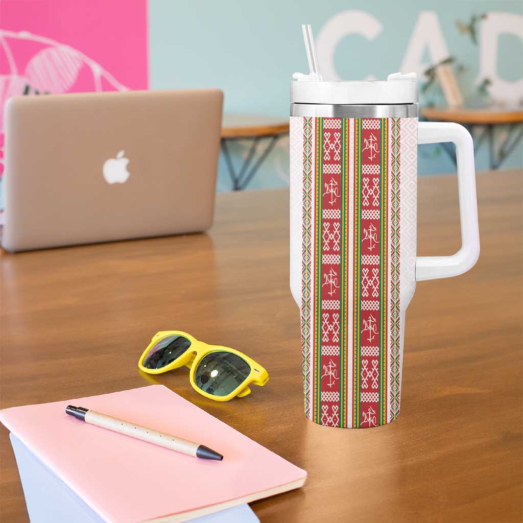 Lithuania Folk Pattern Vytis Motif Tumbler With Handle