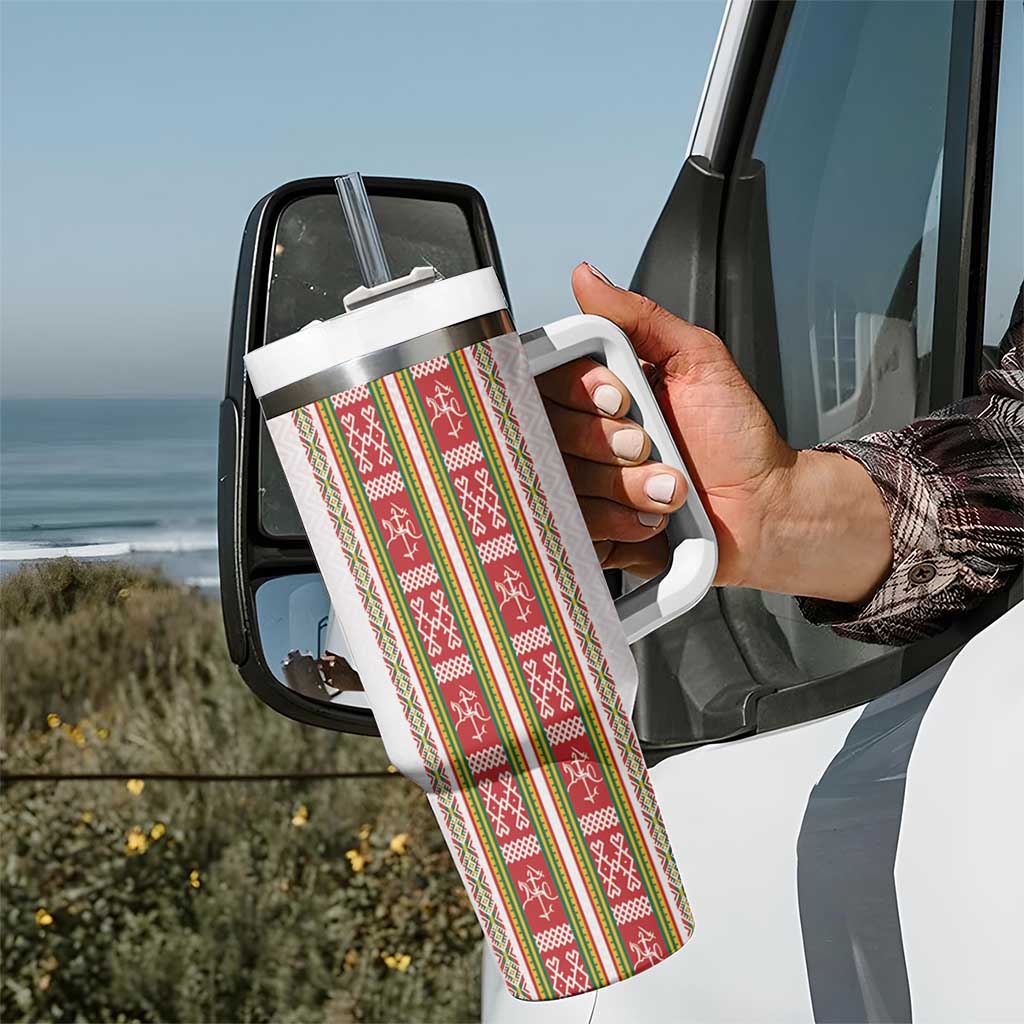 Lithuania Folk Pattern Vytis Motif Tumbler With Handle