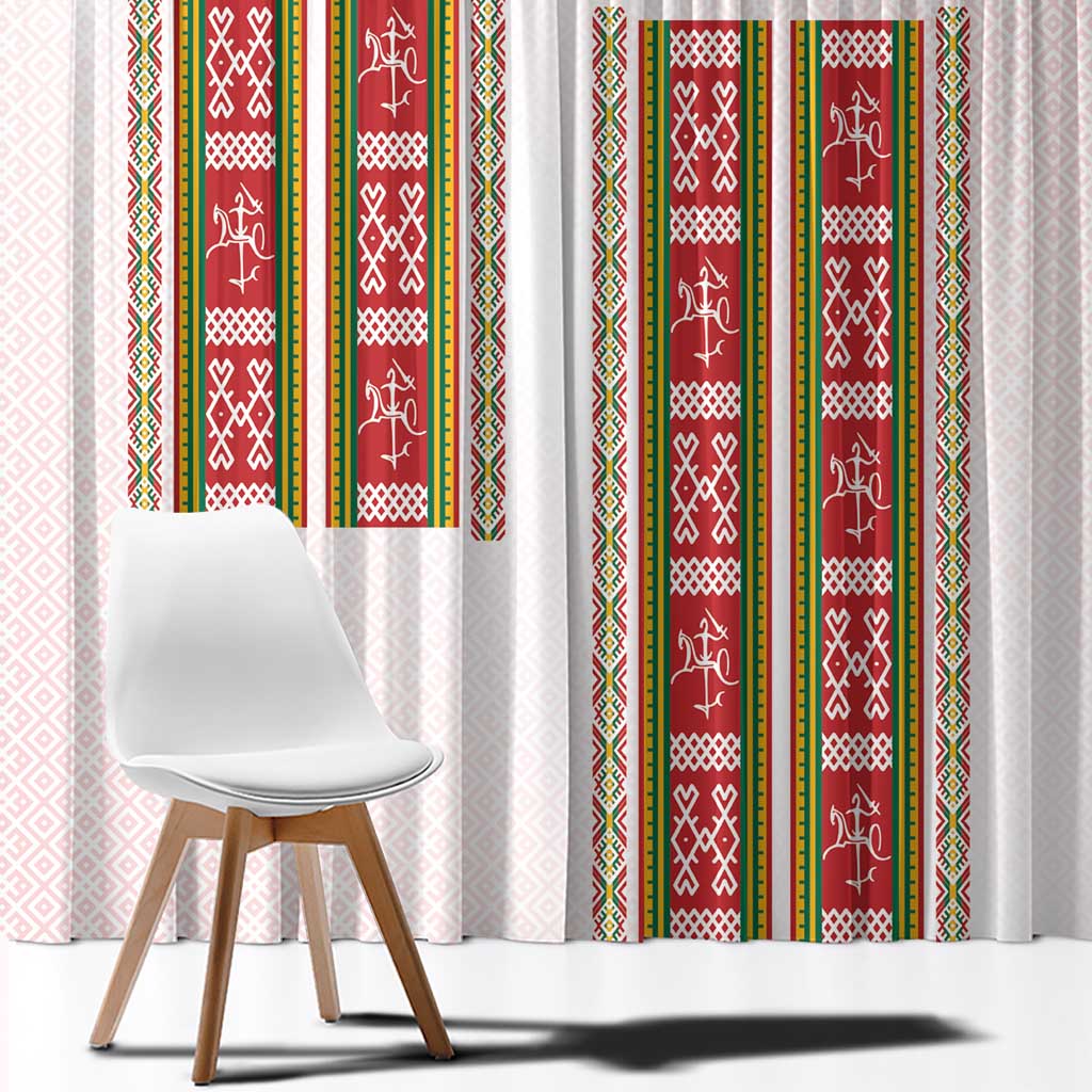 Lithuania Folk Pattern Vytis Motif Window Curtain