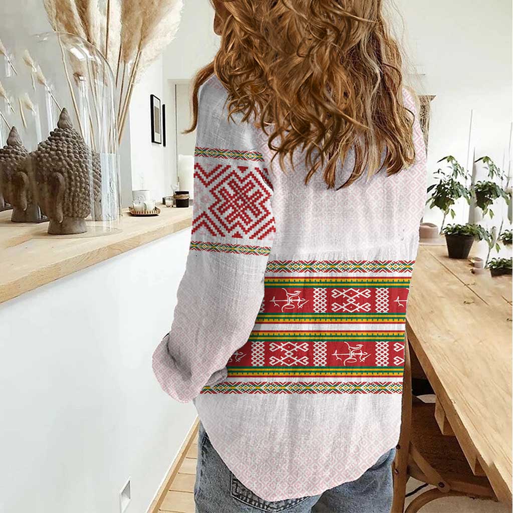 Lithuania Folk Pattern Vytis Motif Women Casual Shirt