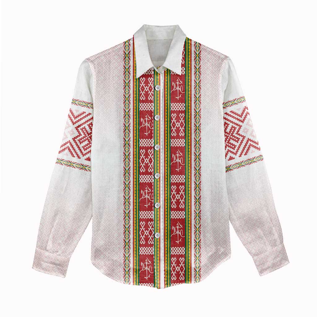Lithuania Folk Pattern Vytis Motif Women Casual Shirt