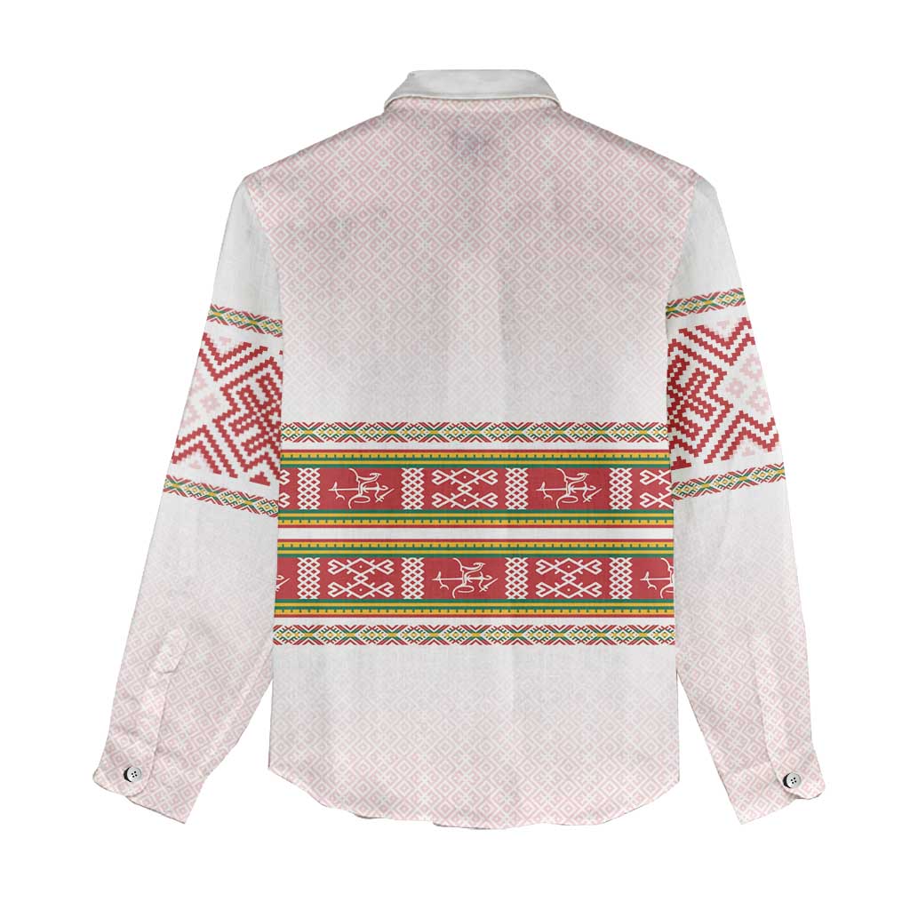Lithuania Folk Pattern Vytis Motif Women Casual Shirt