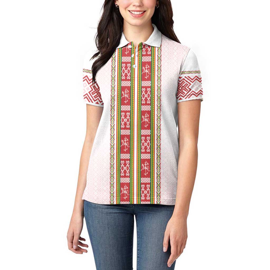 Lithuania Folk Pattern Vytis Motif Women Polo Shirt