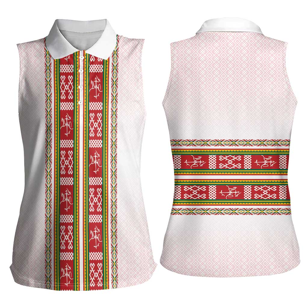 Lithuania Folk Pattern Vytis Motif Women Sleeveless Polo Shirt
