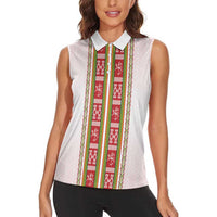 Lithuania Folk Pattern Vytis Motif Women Sleeveless Polo Shirt