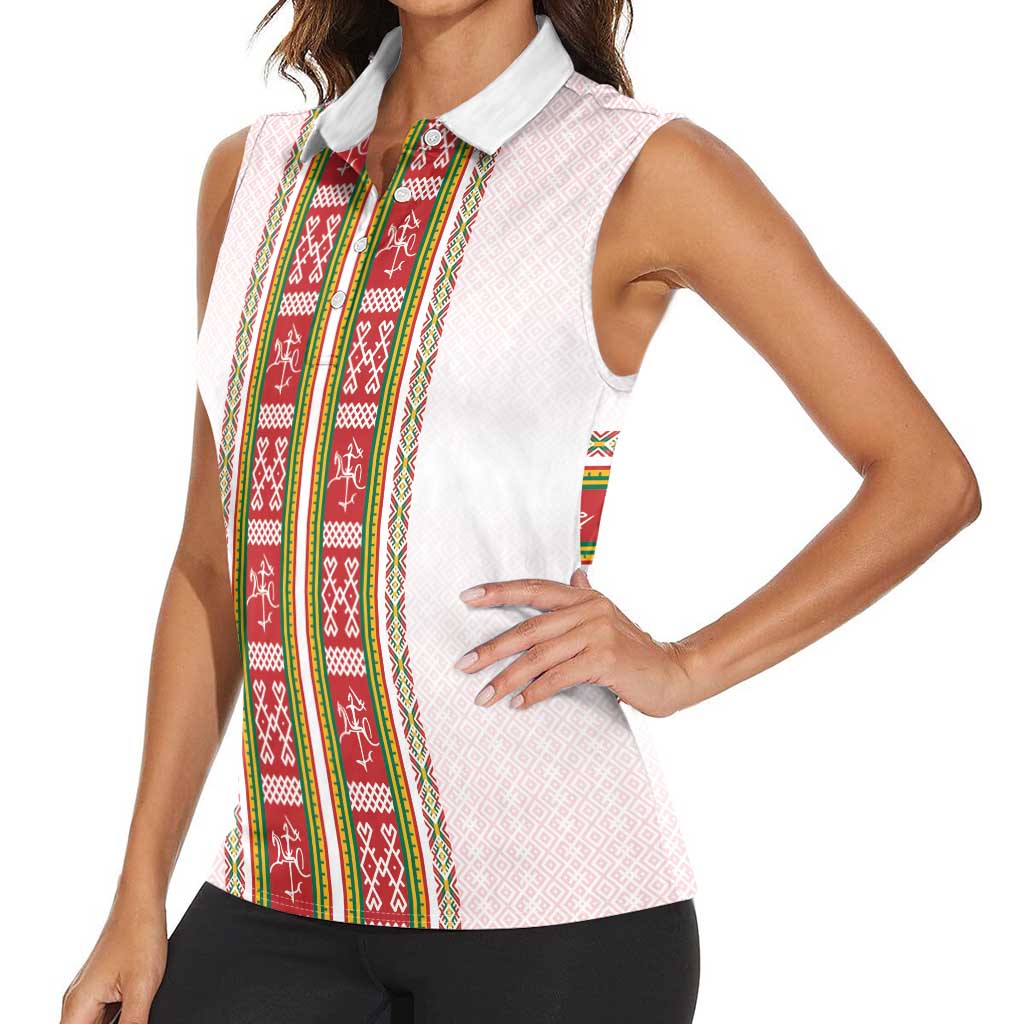 Lithuania Folk Pattern Vytis Motif Women Sleeveless Polo Shirt