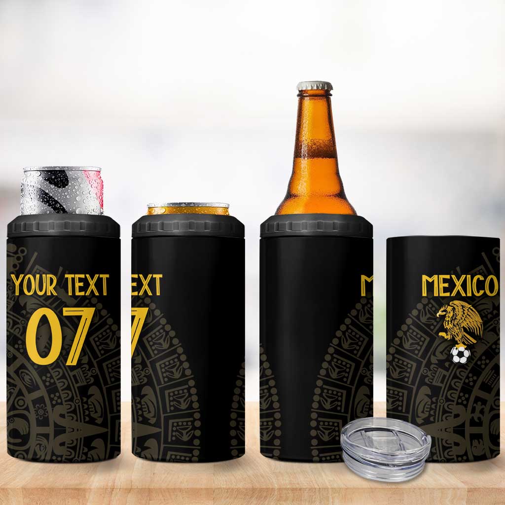 Mexico Football Custom 4 in 1 Can Cooler Tumbler Viva Mexicana Aztec Inspired