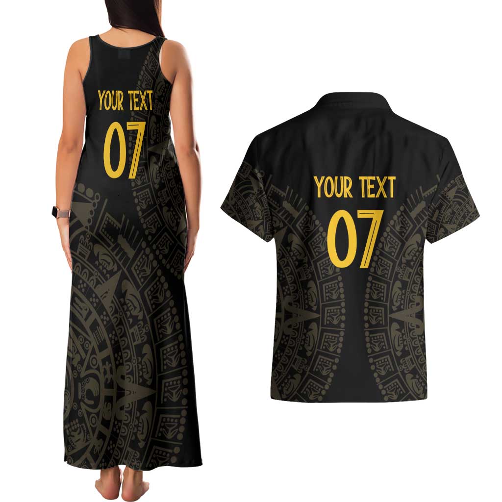 Mexico Football Custom Couples Matching Tank Maxi Dress and Hawaiian Shirt Viva Mexicana Aztec Inspired