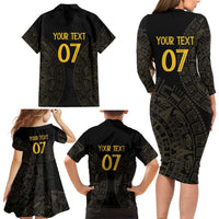 Mexico Football Custom Family Matching Long Sleeve Bodycon Dress and Hawaiian Shirt Viva Mexicana Aztec Inspired