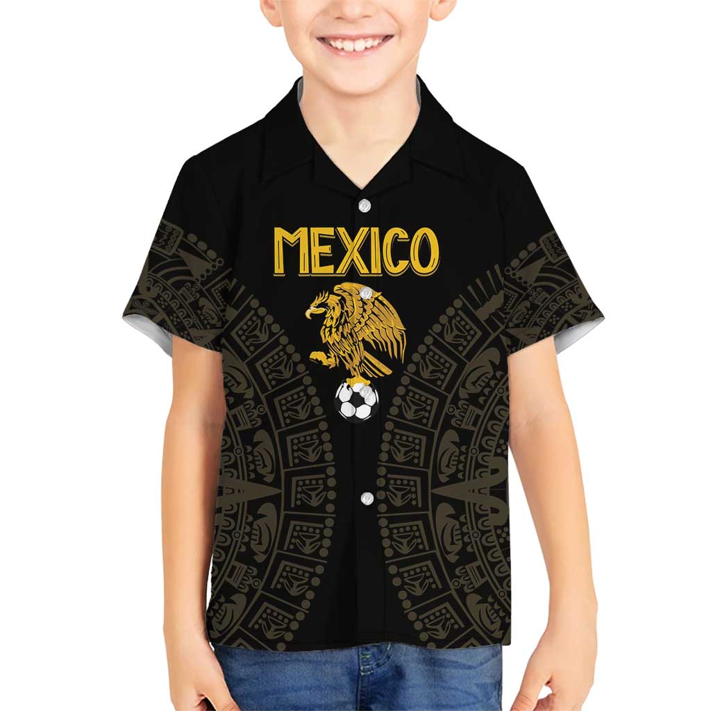 Mexico Football Custom Family Matching Long Sleeve Bodycon Dress and Hawaiian Shirt Viva Mexicana Aztec Inspired