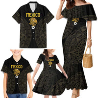 Mexico Football Custom Family Matching Mermaid Dress and Hawaiian Shirt Viva Mexicana Aztec Inspired
